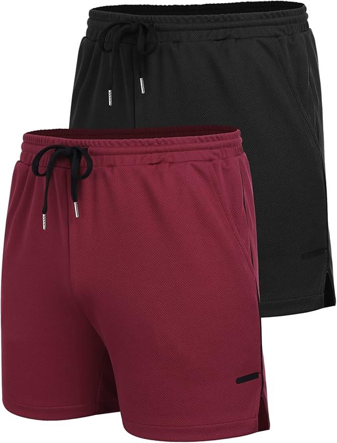 COOFANDY Men's 2 Pack Gym Workout Shorts Mesh Lightweight Bodybuilding Pants Training Running Sports Jogger with Pockets - Which Mark