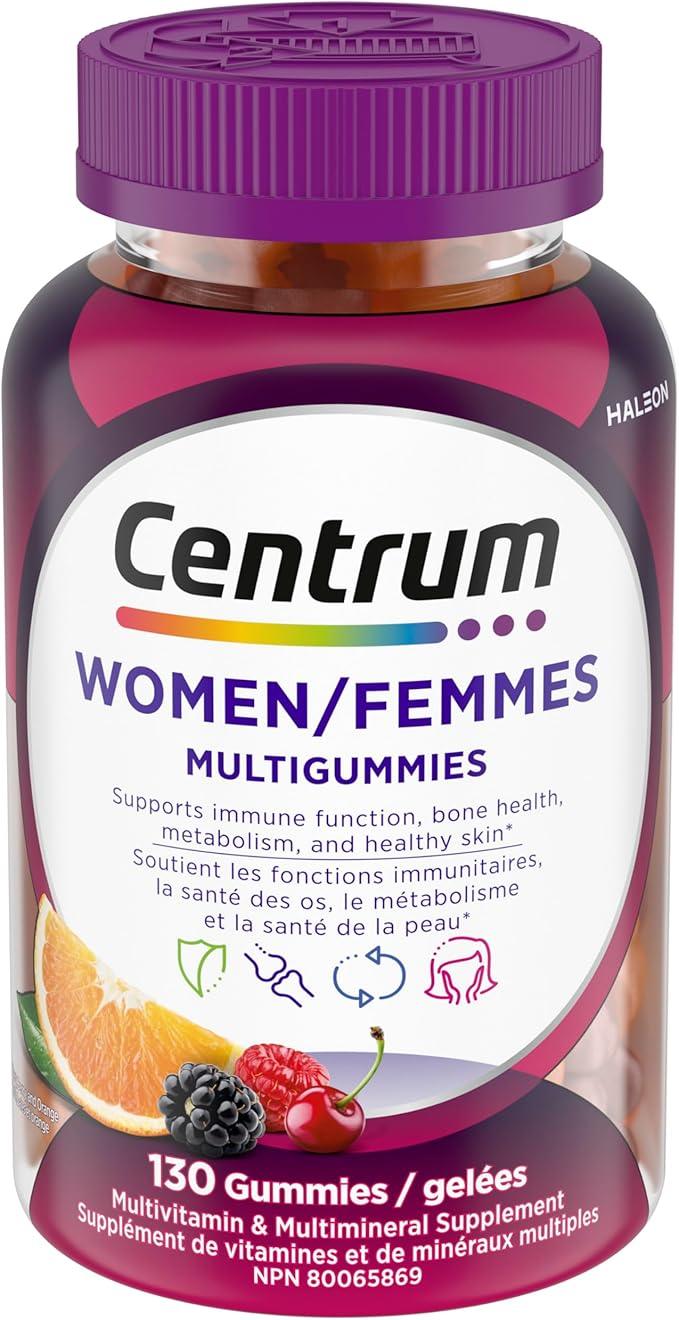 Centrum Women MultiGummies, Multivitamins/Minerals Gummies, Cherry, Berry, and Orange Flavours, 130 Gummies (Packaging May Vary) - Which Mark