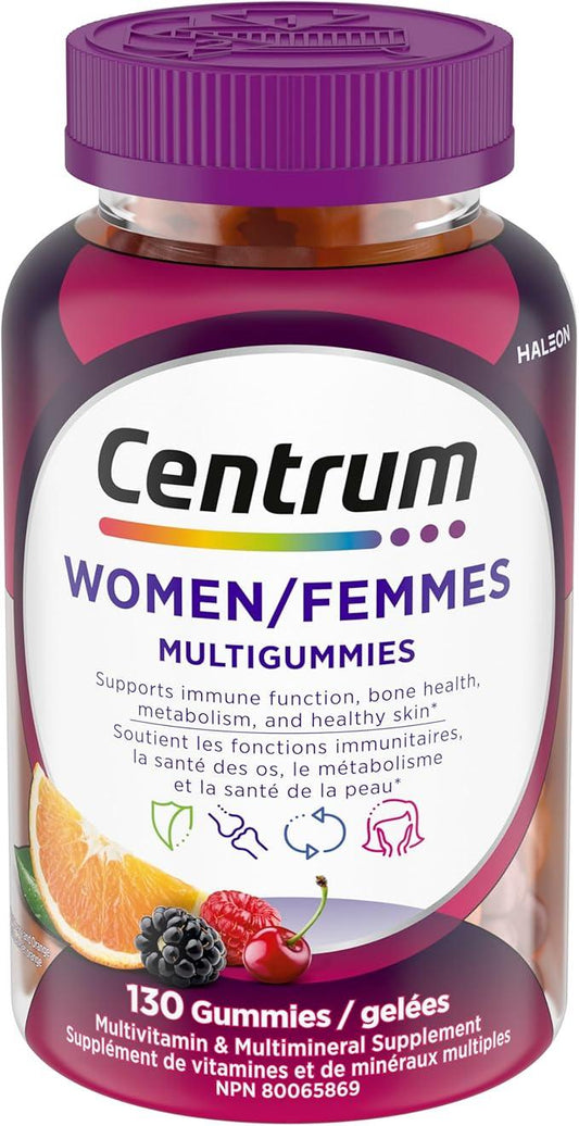 Centrum Women MultiGummies, Multivitamins/Minerals Gummies, Cherry, Berry, and Orange Flavours, 130 Gummies (Packaging May Vary) - Which Mark