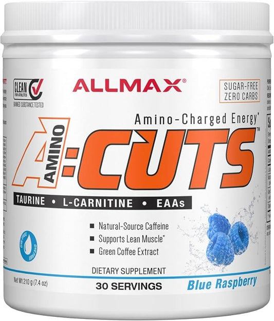 ALLMAX Nutrition ACUTS - Amino Acid Powder Supplement with Taurine, L-Carnitine, Green Coffee Bean Extract - Blue Raspberry - 252 g - Which Mark