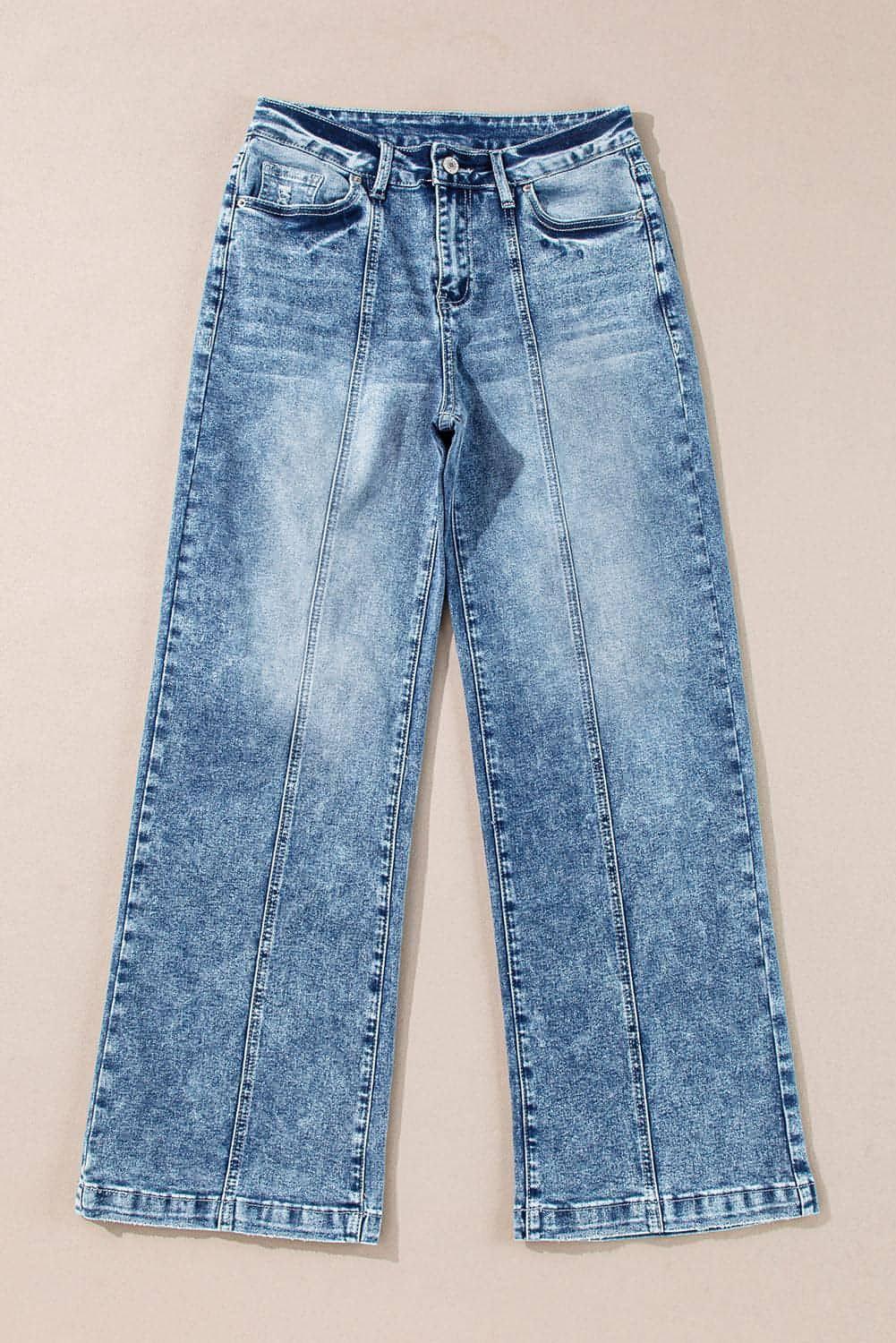 Dusk Blue Central Seamed Wide Leg High Waist Jeans - Which Mark