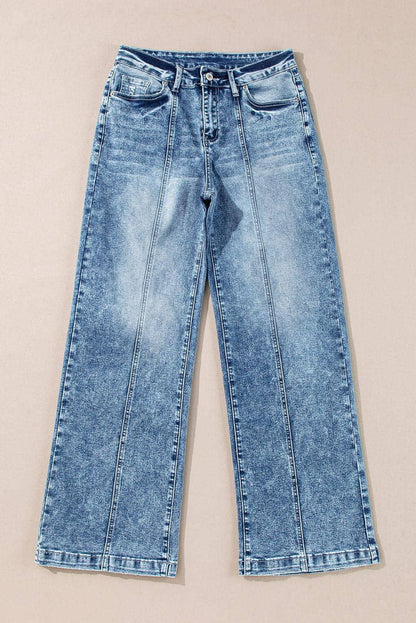 Dusk Blue Central Seamed Wide Leg High Waist Jeans - Which Mark