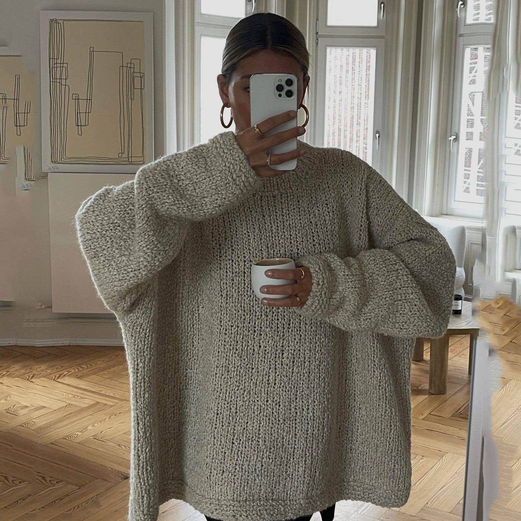 Women's Solid Color Basic Loose Casual Sweater - Which Mark