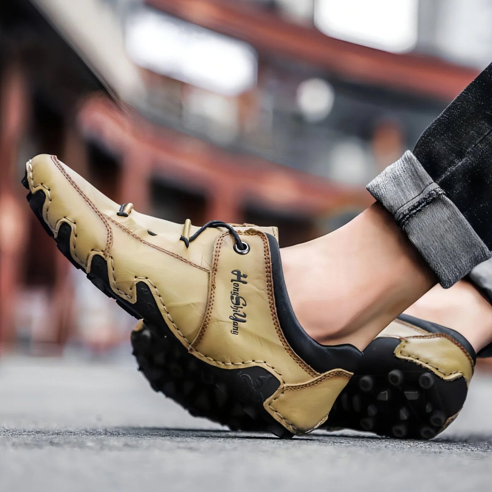 Spring New Men's Large Size Casual Leather Shoes Trend Hand-sewn - Which Mark
