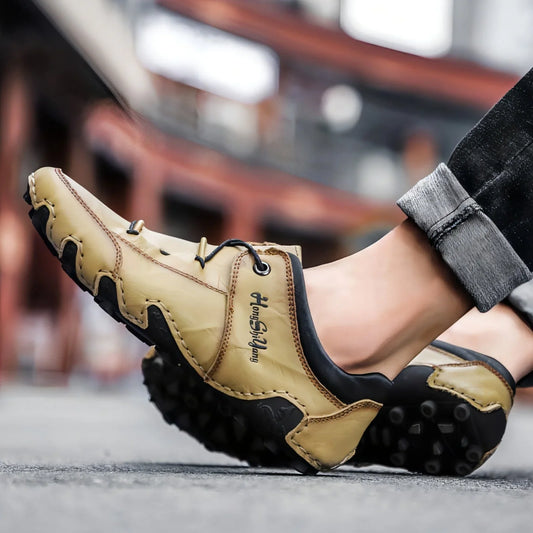 Spring New Men's Large Size Casual Leather Shoes Trend Hand-sewn - Which Mark