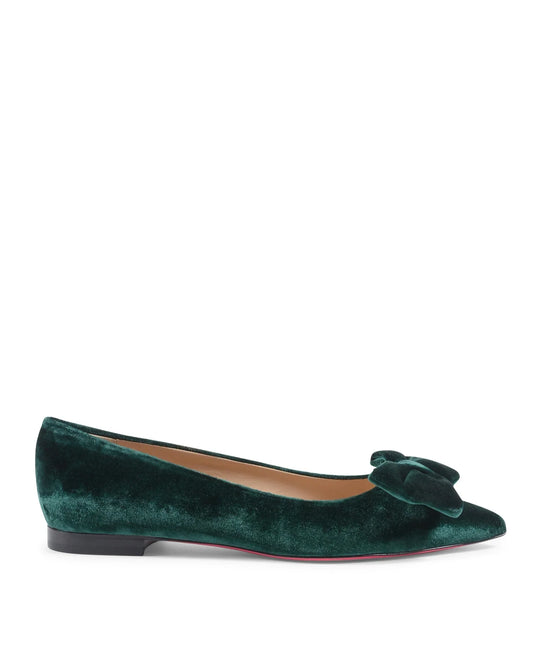 Baby Bow Velvet Ballerina - Green - Which Mark