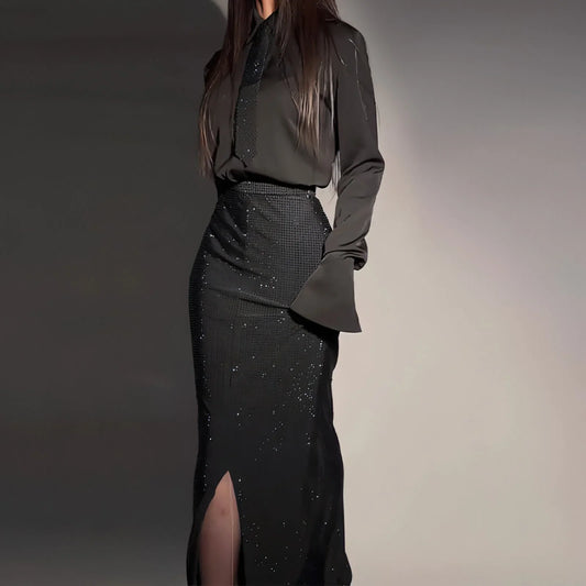 Heavy Industry Hot Diamond Split Wrap Hip Skirt Set - Which Mark