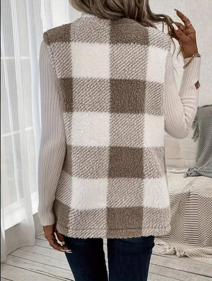 A.1 Coat Loose Plaid Color Stitching Knitted Cardigan Sweater Women - Which Mark