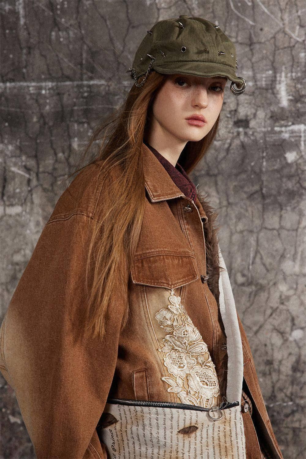 Floral Embroidery Spray Painting Denim Jacket Men & Women Punk - Which Mark