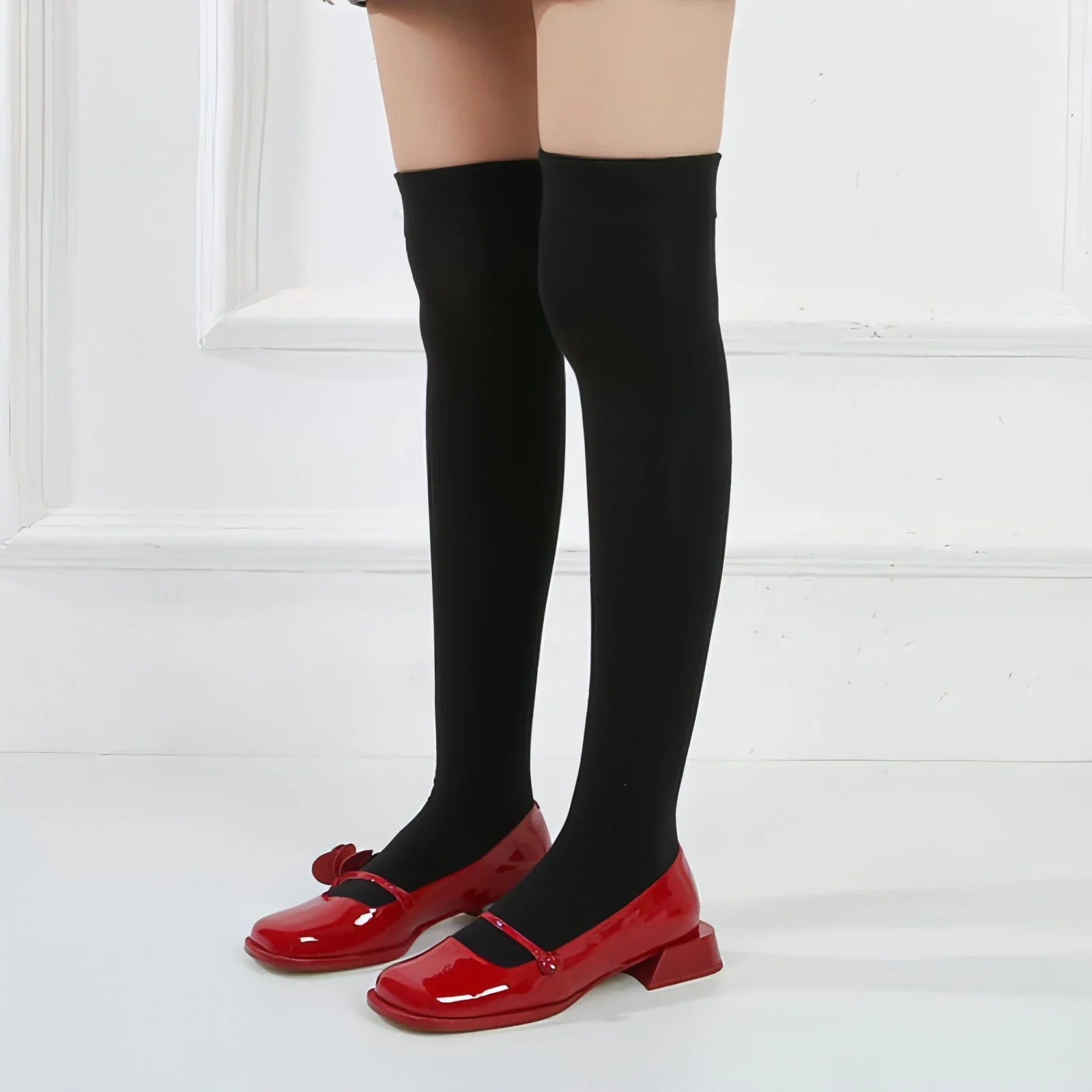 A Rose Single Shoe Square Toe Low-heel Bridal Shoes - Which Mark