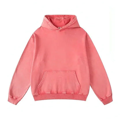 Thickened Washed Old Gradient Solid Color Batik Hooded Sweater For Men - Which Mark