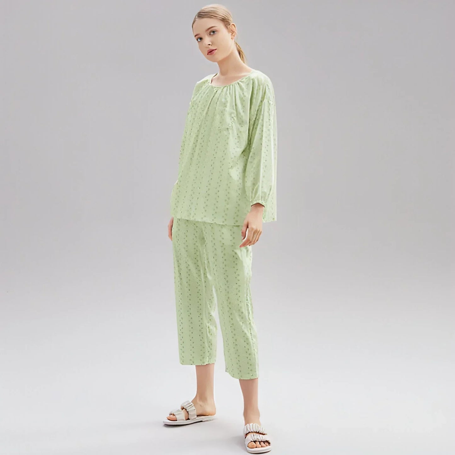 Women's Cotton Pajamas Spring Long-sleeved Homewear Thin New - Which Mark