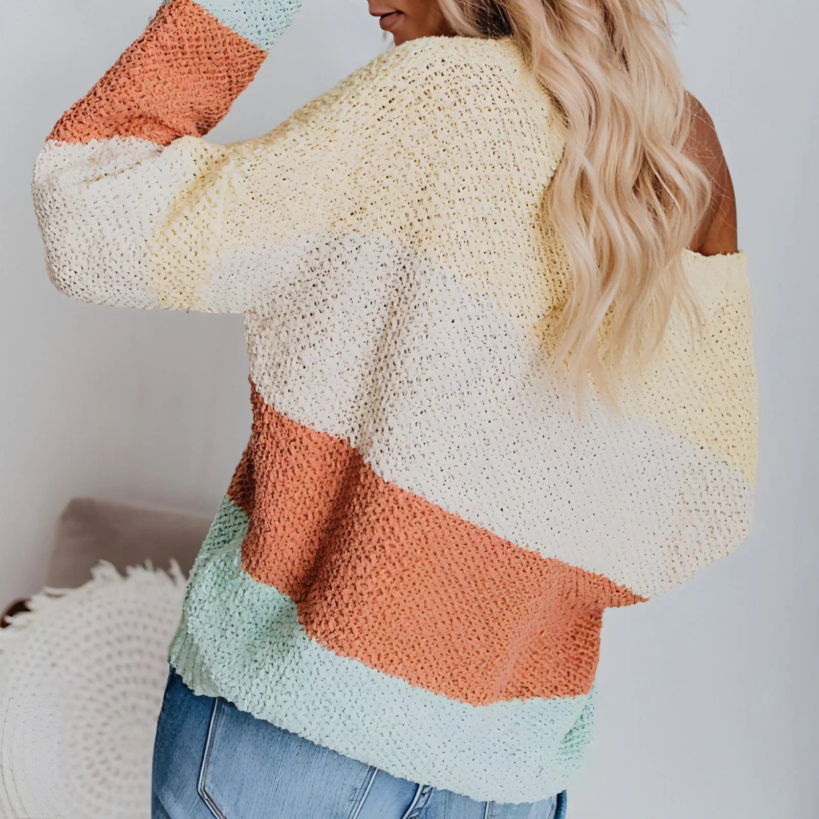 Women's Loose Striped Sweater Knitwear - Which Mark