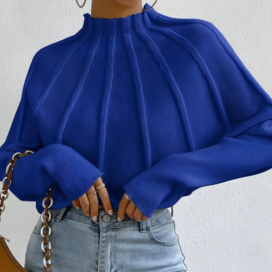 Solid Color Loose Spider Mesh Casual Short Sweater Women - Which Mark
