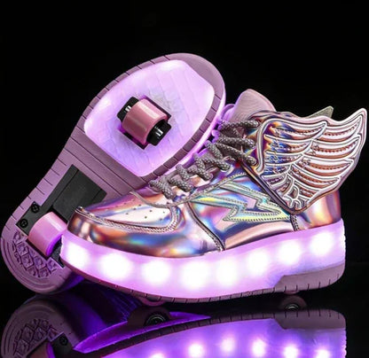 Double Wheel Led Light Shoes Wheel Student Roller Skates - Which Mark