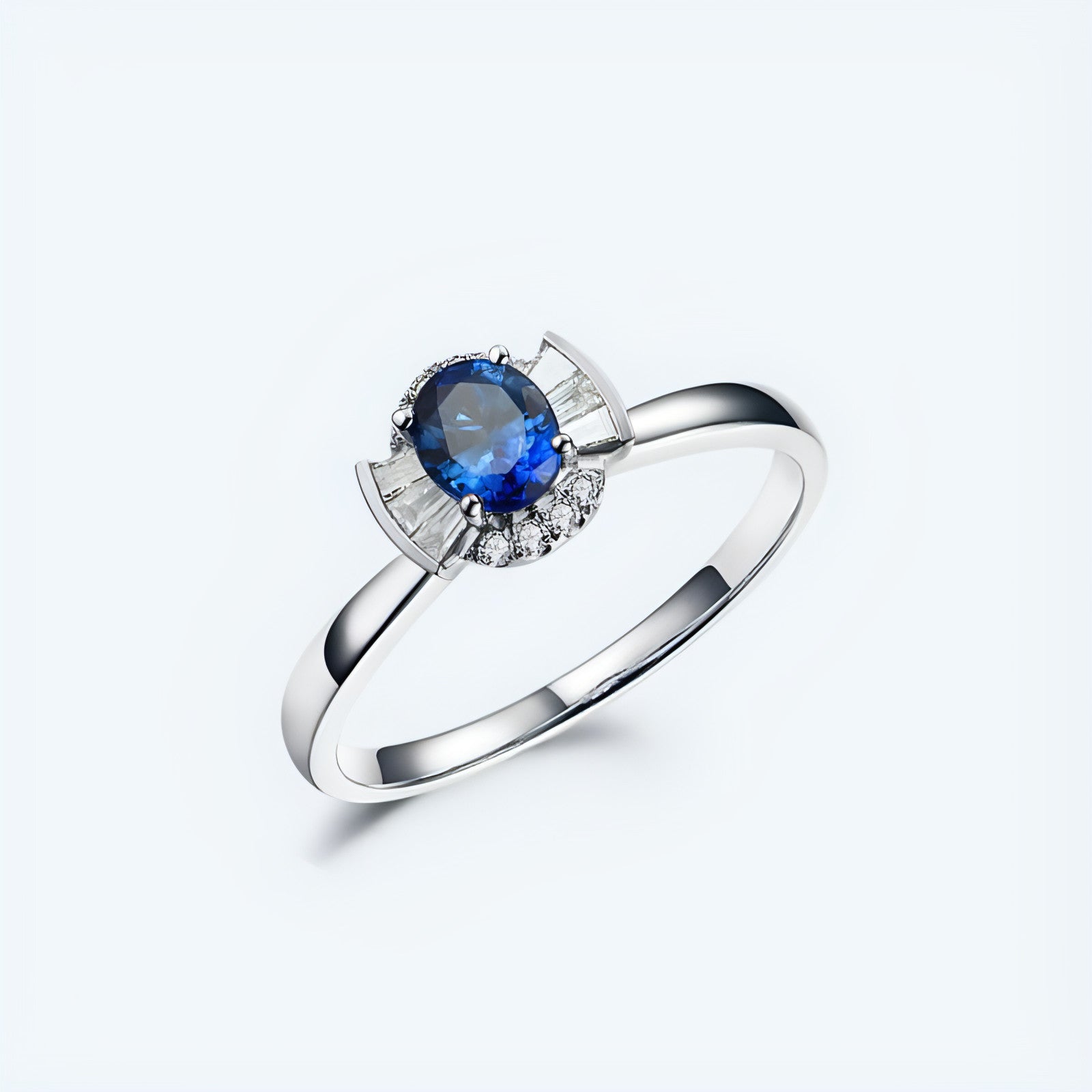 Sapphire & Diamond Inlaid 18K Gold Women's Ring - Which Mark