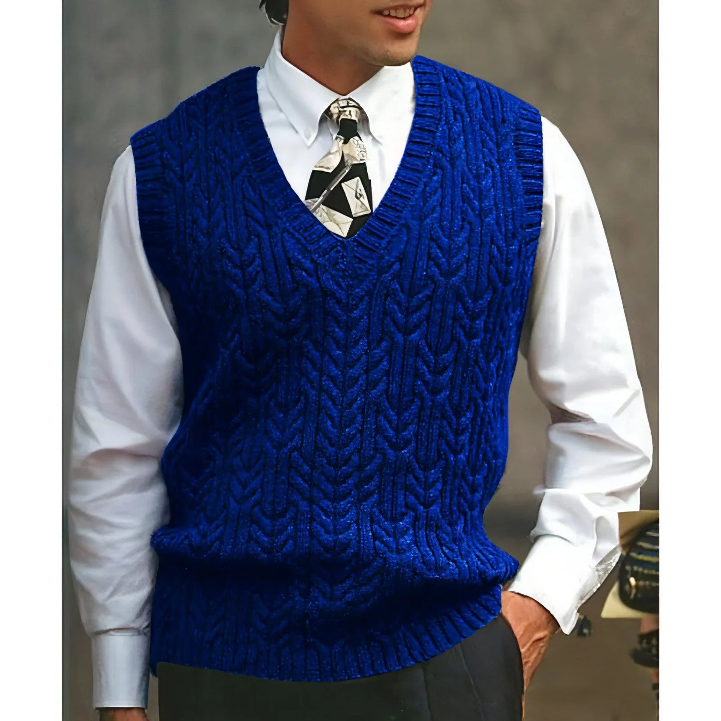 Knitted Vest V-neck Sweater Solid Color Casual - Which Mark