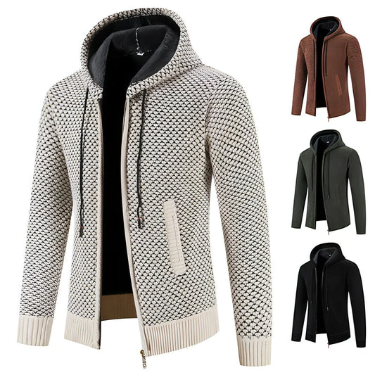 Knitwear Men's Hooded Sweater Fleece-lined Velvet-added Thickness - Which Mark