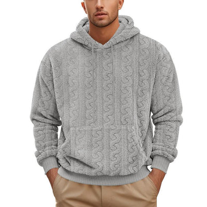 European And American Fall Winter Men Hooded Jacquard Teddy Plush - Which Mark