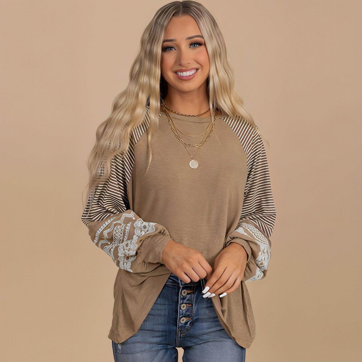 Sweater Round Neck Long Sleeves Top For Women - Which Mark