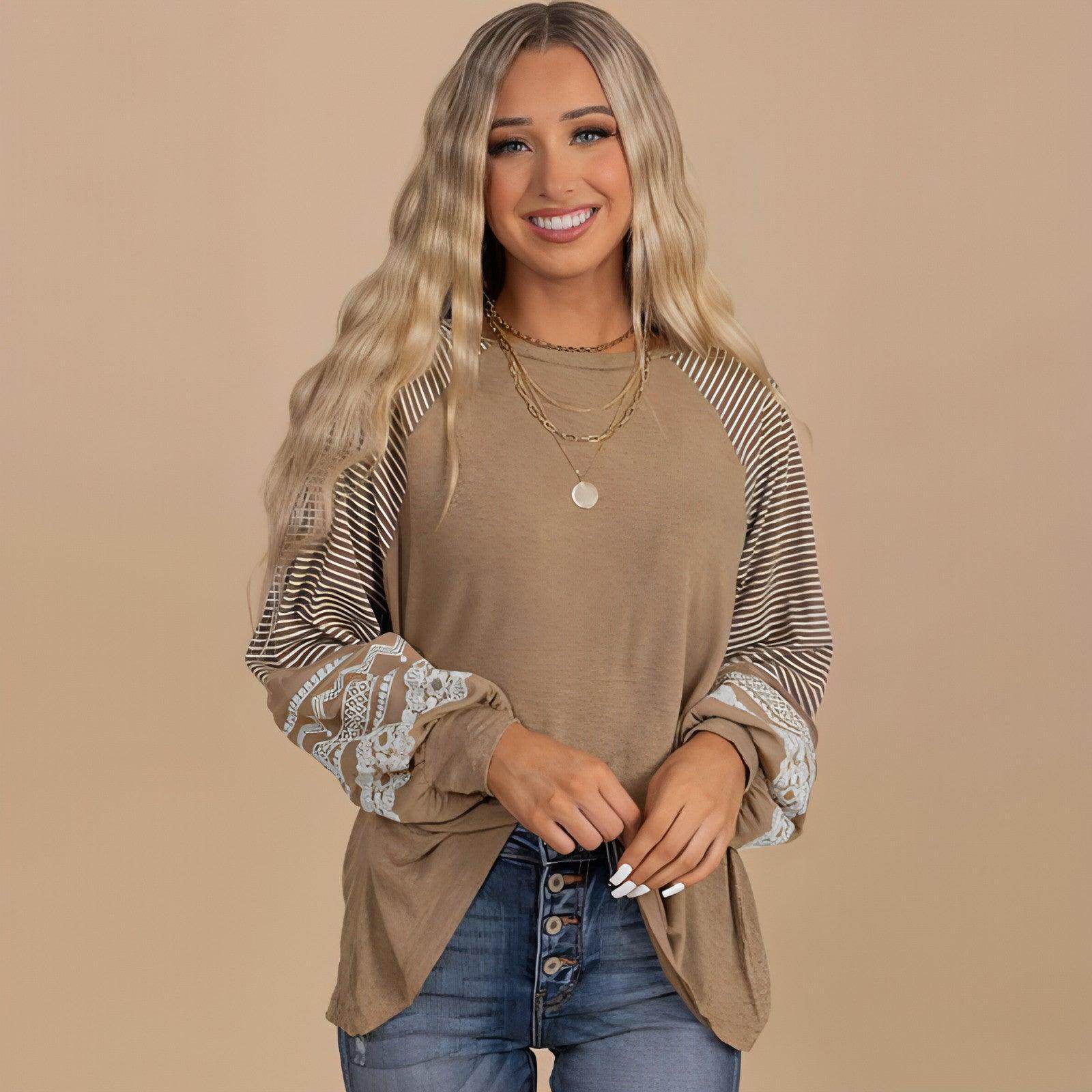 Sweater Round Neck Long Sleeves Top For Women - Which Mark