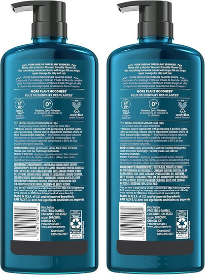 Herbal Essences Pure Plants Argan Oil Shampoo and Conditioner Set, with Certified Camellia Oil and Aloe Vera, For All Hair Types, Especially Damaged Hair, 1.2 L Total (2 Count of 600 mL Each) - Which Mark