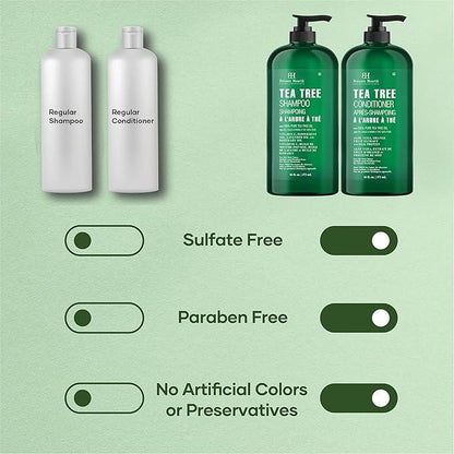 Botanic Hearth Tea Tree Shampoo and Conditioner Set - Nourishing Hair Care with Tea Tree Oil, Peppermint, and Lavender 16Fl oz each - Which Mark