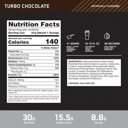 OPTIMUM NUTRITION Platinum HydroWhey, Turbo Chocolate 3.5lb - Which Mark