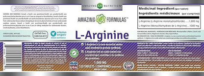 Amazing Nutrition L-Arginine 1000mg Supplement - Best Amino Acid Arginine HCL Supplements for Women & Man - Promotes Circulation and Supports Cardiovascular Health - 120 Tablets - Which Mark