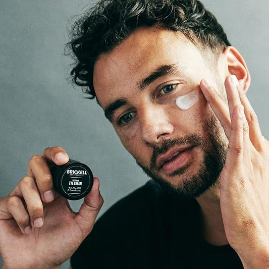 Brickell Men's Restoring Under Eye Cream for Men, Natural and Organic Anti Aging Eye Balm For Puffiness, Wrinkles, Dark Circles, Crows Feet and Under Eye Bags, 0.5 Ounce, Unscented - Which Mark