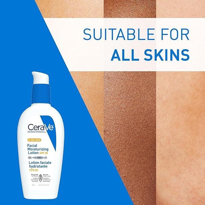 CeraVe Facial Moisturizer with SPF 30. Face Sunscreen Lotion with Hyaluronic Acid, Niacinamide & Ceramides for Women & Men. Oil-free, normal to dry skin. Verified Extended Use Date, Travel Size 89ML - Which Mark
