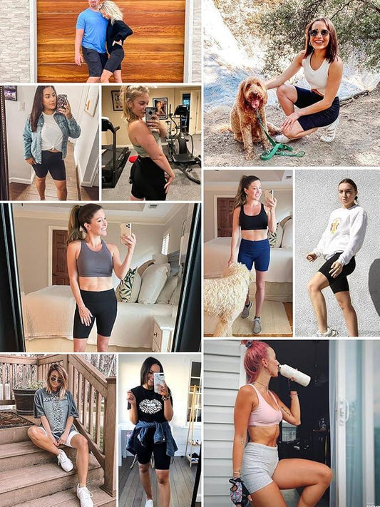 baleaf Women's Biker Shorts Workout Shorts 8"/ 5" High Waisted Athletic Yoga Summer Gym Running Swim Shorts Pockets - Which Mark