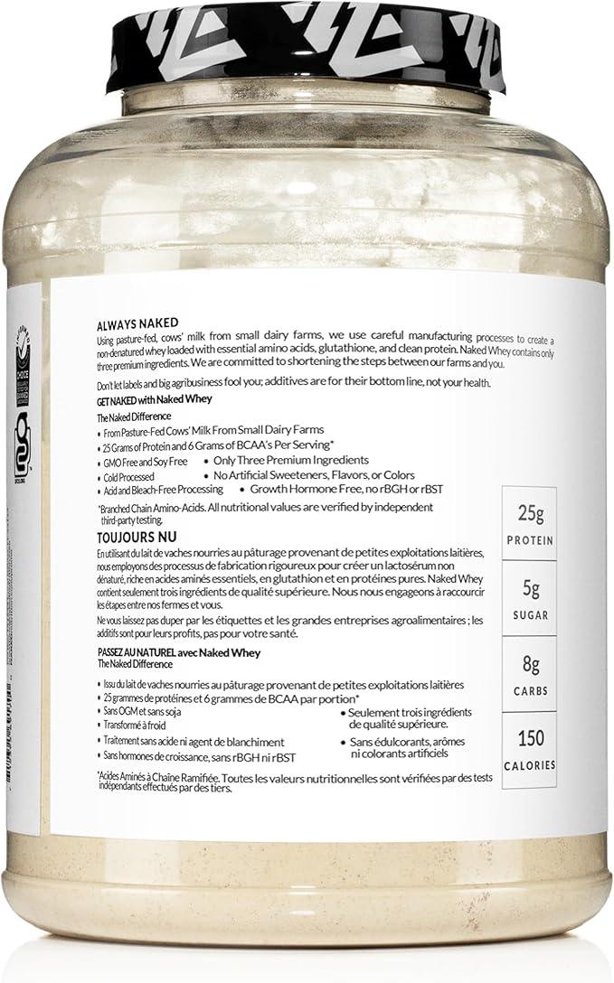 Naked Whey Vanilla Protein – All Natural Grass Fed Whey Protein Powder + Vanilla + Coconut Sugar- 5lb Bulk, GMO-Free, Soy Free, Gluten Free. Aid Muscle Recovery - 61 Servings - Which Mark