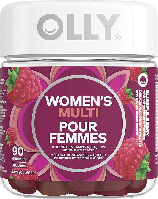 OLLY Women's Multi Gummy Supplement with no artificial flavours and colours Blissful Berry multivitamin to help support women's health 45 day supply 90 gummies - Which Mark