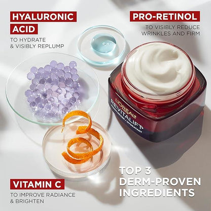 L'Oréal Paris Day Cream, Reduces Look of Wrinkles & Firms Skin, with Pro-Retinol, Vitamin C & Hyaluronic Acid, Revitalift Triple Power LZR, 50ml - Which Mark