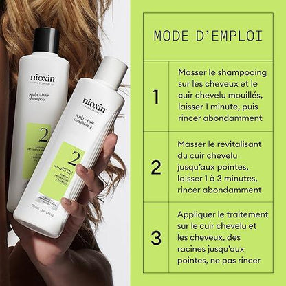 Nioxin Scalp + Hair Thickening System Kits | For Natural, Colored, & Damaged Hair with Light to Progressed Thinning | Strengthen & Boost Hair Density with Niacinamide & Biotin | Trial Size | 1 Month Supply - Which Mark