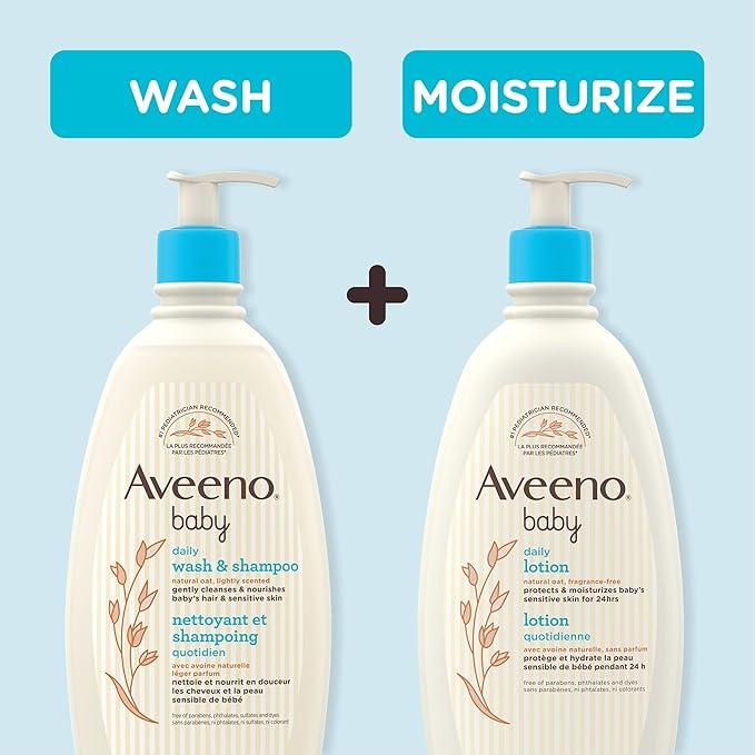 Aveeno Baby Lotion Daily Moisturizing - Natural Oat Formula for Sensitive Skin, 532mL - Gentle, Fragrance-Free Protection Body Lotion with up to 24-Hour hydration - Pediatrician-Recommended Brand - Which Mark