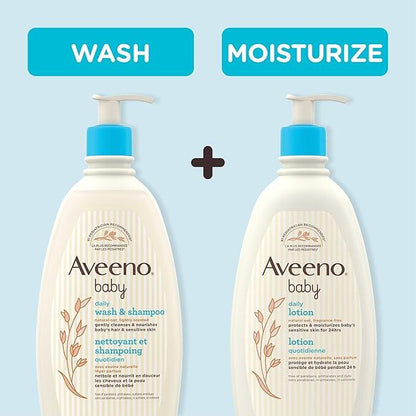 Aveeno Baby Lotion Daily Moisturizing - Natural Oat Formula for Sensitive Skin, 532mL - Gentle, Fragrance-Free Protection Body Lotion with up to 24-Hour hydration - Pediatrician-Recommended Brand - Which Mark