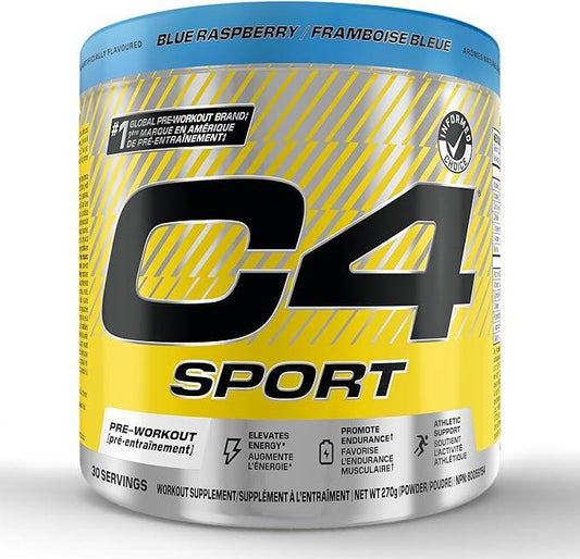 C4 Sport Pre Workout Powder Blue Raspberry | Informed Choice Certified + Sugar Free Pre-Workout Energy Supplement for Men & Women | 135mg Caffeine + Creatine Monohydrate | 30 Servings - Which Mark