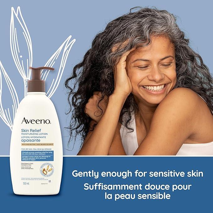 Aveeno Skin Relief Moisturizing Body Lotion With Natural Shea Butter & Triple Oat Complex, Unscented Moisturizer for Extra Dry, Itchy or Sensitive Skin, Fragrance Free, 532mL (Packaging May Vary) - Which Mark