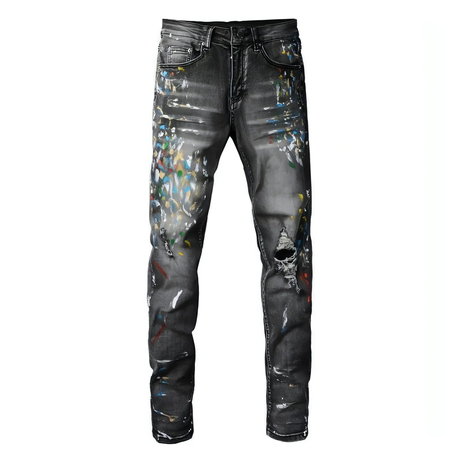 DenimDare™ Washed Elastic Slim Fitting Gray Jeans For Men - Which Mark