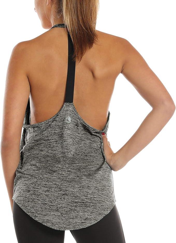 icyzone Workout Tank Tops for Women - Athletic Yoga Tops, T-Back Running Tank Top - Which Mark