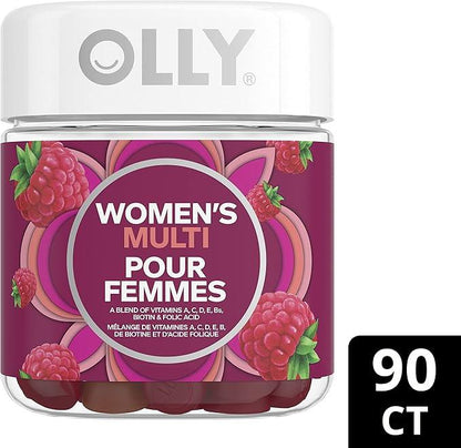 OLLY Women's Multi Gummy Supplement with no artificial flavours and colours Blissful Berry multivitamin to help support women's health 45 day supply 90 gummies - Which Mark