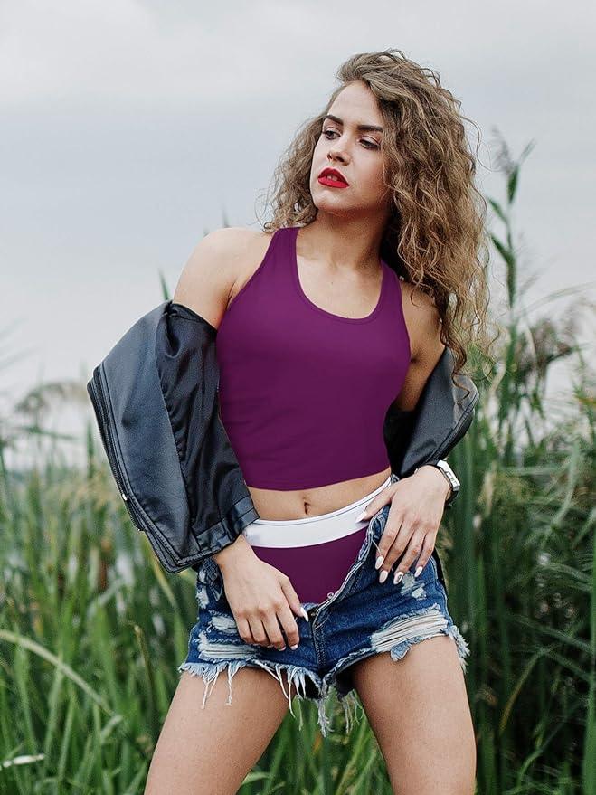 Geyoga 4 Pieces Basic Workout Crop Tank Tops Sleeveless Racerback Sport Tank Top for Women Yoga Running - Which Mark