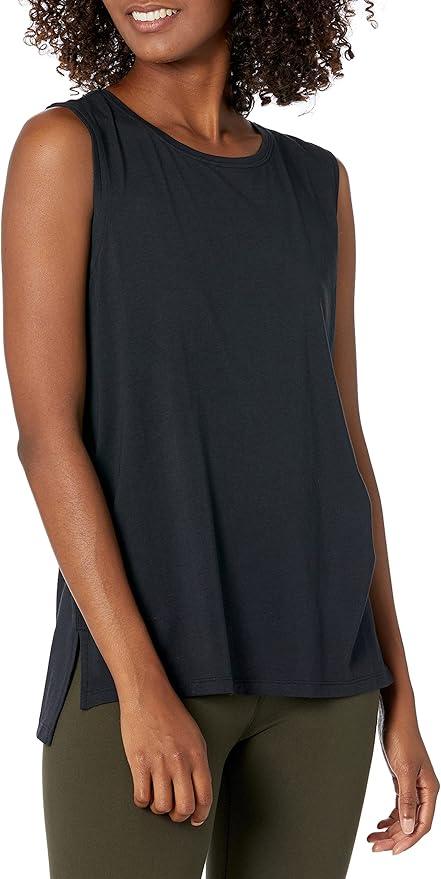 Amazon Essentials Womens Soft Pima Cotton Stretch Full Coverage Yoga Sleeveless Tank - Which Mark