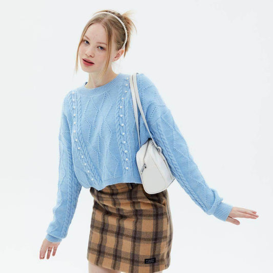 New Solid Pearl Sweater Loose And Versatile For Women - Which Mark