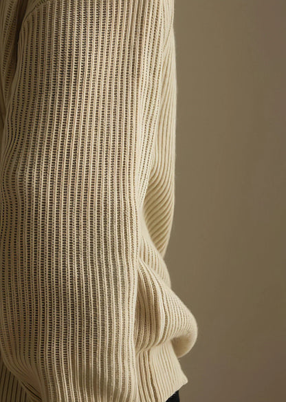 Lazy And Versatile Wool Turtleneck Half Loose Zip Sweater - Which Mark