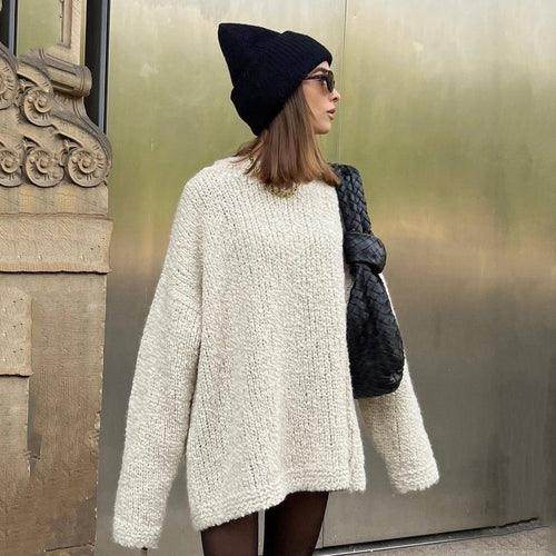 Women's Solid Color Basic Loose Casual Sweater - Which Mark