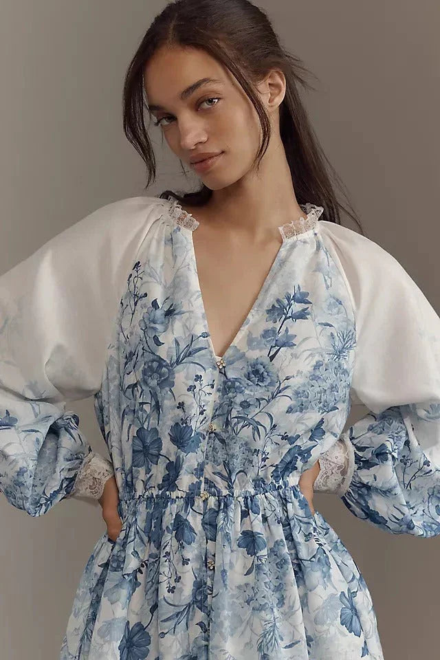 LuneluX™ – Vintage Puff Sleeve Stand Collar Dress - Which Mark