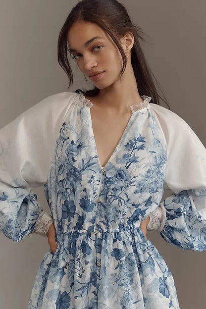 LuneluX™ – Vintage Puff Sleeve Stand Collar Dress - Which Mark